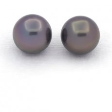Lotto di 2 Perle di Tahiti Rotonde C 10.4 e 10.5 mm