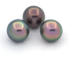 Lotto di 3 Perle di Tahiti Semi-Rotonde C di 10.7 a 10.8 mm