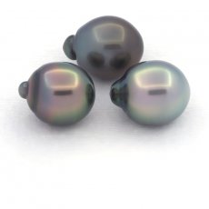 Lotto di 3 Perle di Tahiti Semi-Barocche B di 11 a 11.3 mm