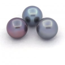 Lotto di 3 Perle di Tahiti Semi-Barocche C di 11 a 11.4 mm