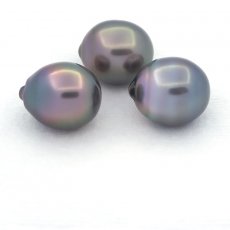 Lotto di 3 Perle di Tahiti Semi-Barocche B/C di 11 a 11.4 mm