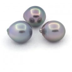 Lotto di 3 Perle di Tahiti Semi-Barocche C di 11 a 11.4 mm
