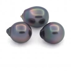 Lotto di 3 Perle di Tahiti Semi-Barocche B di 11 a 11.3 mm