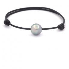 Braccialetto in Cuoio e 1 Perla di Tahiti Semi-Baroccha C 11.2 mm