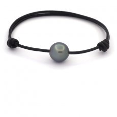 Braccialetto in Cuoio e 1 Perla di Tahiti Semi-Baroccha B/C 11.2 mm