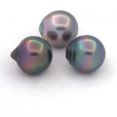 Lotto di 3 Perle di Tahiti Semi-Barocche B di 10.6 a 10.7 mm