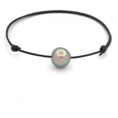 Braccialetto in Cuoio e 1 Perla di Tahiti Semi-Baroccha A 11.1 mm
