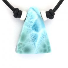 Collana in Cuoio e 1 Larimar - 24 x 18 x 8.5 mm - 5.7 gr