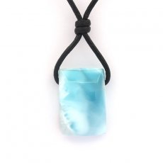 Collana in Cuoio e 1 Larimar - 22 x 15 x 9 mm - 6 gr