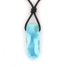 Collana in Cuoio e 1 Larimar - 31 x 12 x 8 mm - 6.5 gr