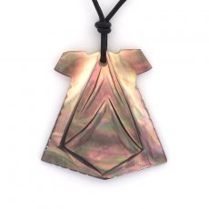 Ciondolo in madreperla e Collana in cuoio