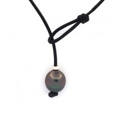 Collana in Cuoio e 1 Perla di Tahiti Semi-Baroccha C 11.5 mm