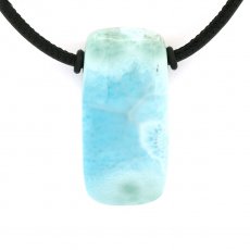 Collana in Cuoio e 1 Larimar - 36.5 x 18 x 9.5 mm - 13.9 gr