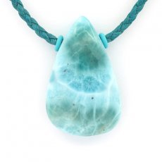 Collana in Cotone e 1 Larimar - 35.5 x 22 x 10 mm - 13.3 gr