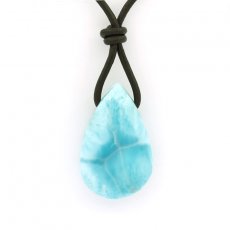 Collana in Cuoio e 1 Larimar - 26 x 16.5 x 9.2 mm - 6.2 gr