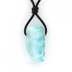 Collana in Cuoio e 1 Larimar - 27 x 14 x 8.2 mm - 7.1 gr