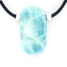 Collana in Cuoio e 1 Larimar - 32 x 18 x 8.5 mm - 10.5 gr