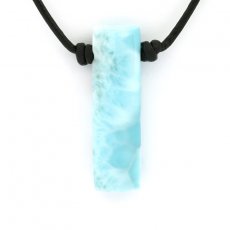 Collana in Cuoio e 1 Larimar - 37 x 11 x 6.8 mm - 6.3 gr