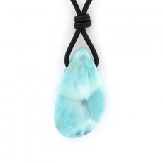 Collana in Cuoio e 1 Larimar - 31 x 17 x 9 mm - 8.2 gr