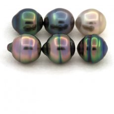 Lotto di 6 Perle di Tahiti Cerchiate B+ di 9.1 a 9.4 mm