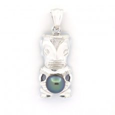 Ciondolo in Argento e 1 Perla de Tahiti Rotonda C+ 8.8 mm