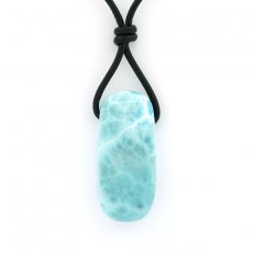 Collana in Cuoio e 1 Larimar - 34 x 15 x 8 mm - 8.4 gr