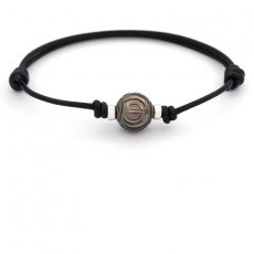 Braccialetto in Cuoio e 1 Perla di Tahiti Incisa 11.1 mm