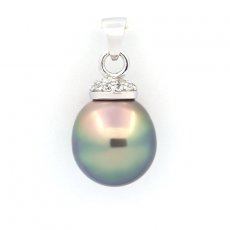Ciondolo in Argento e 1 Perla di Tahiti Semi-Baroccha C 12.3 mm