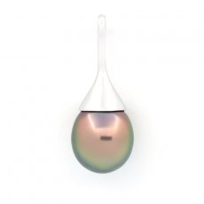 Ciondolo in Argento e 1 Perla di Tahiti Semi-Baroccha B 10.9 mm