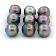 Lotto di 9 Perle di Tahiti Semi-Barocche B+ di 9.5 a 9.8 mm