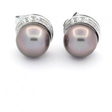 Orecchini in Argento e 2 Perle di Tahiti Semi Rotonde C 9.1 mm