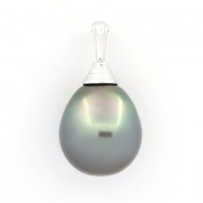 Ciondolo in Argento e 1 Perla di Tahiti Semi-Baroccha C 14.5 mm