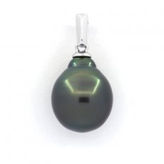 Ciondolo in Argento e 1 Perla di Tahiti Semi-Baroccha B 10.4 mm