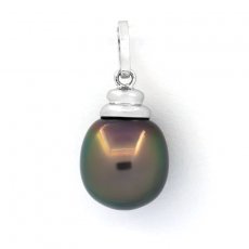 Ciondolo in Argento e 1 Perla di Tahiti Semi-Baroccha B 10.7 mm