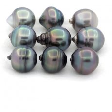 Lotto di 9 Perle di Tahiti Cerchiate C di 11 a 11.4 mm