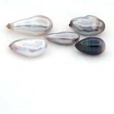 Lotto di 5 Keishi di Tahiti - 3.4 gr