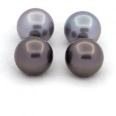 Lotto di 4 Perle di Tahiti Rotonde C di 12 a 12.2 mm