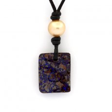 Opale australiano Boulder - 23.7 carati e 1 Perla de Australia Semi-Barroca C 10 mm
