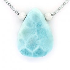 Collana in Argento e 1 Larimar - 27 x 20 x 7 mm - 6.8 gr