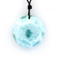 Collana in Cuoio e 1 Larimar - 31 x 11 mm - 19 gr