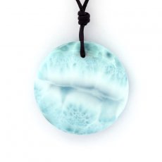 Collana in Cuoio e 1 Larimar - 30 x 8.5 mm - 13.9 gr