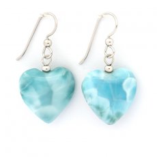 Orecchini in Argento e 2 Larimar - 20 x 20 x 7.8 mm - 8.8 gr