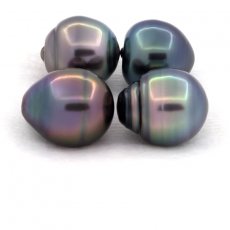 Lotto di 4 Perle di Tahiti Cerchiate B/C di 11.1 a 11.2 mm
