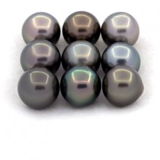 Lotto di 9 Perle di Tahiti Rotonde e Semi-Rotonde C di 8.6 a 8.9 mm