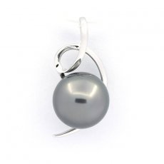 Ciondolo in Argento e 1 Perla de Tahiti Rotonda C 8.5 mm
