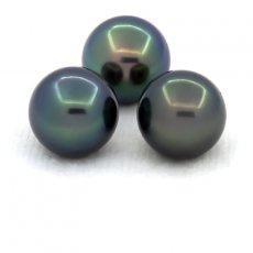 Lotto di 3 Perle di Tahiti Rotonde C di 10 a 10.2 mm