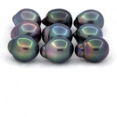 Lotto di 9 Perle di Tahiti Semi-Barocche B di 8.6 a 8.9 mm