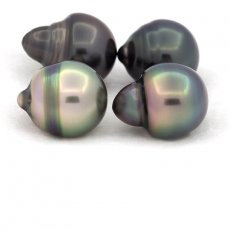 Lotto di 4 Perle di Tahiti Cerchiate B/C di 10.5 a 10.8 mm