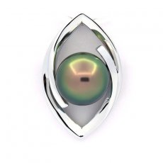 Ciondolo in Argento e 1 Perla de Tahiti Rotonda C 8.8 mm