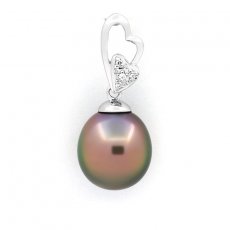 Ciondolo in Argento e 1 Perla di Tahiti Semi-Baroccha B 10.6 mm